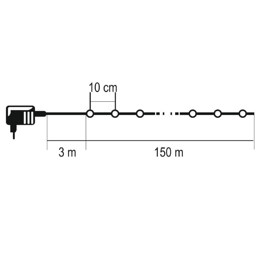 Ghirlandă de Crăciun LED pentru exterior 1500xLED/230V 8 funcții 153 m IP44 alb cald + telecomandă
