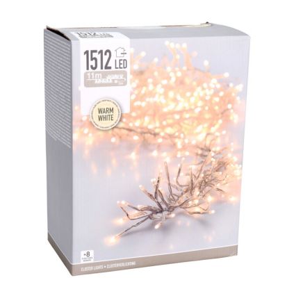 Ghirlandă LED de exterior pentru Crăciun 1512xLED/230V/8 funcții 14 m IP44 alb cald