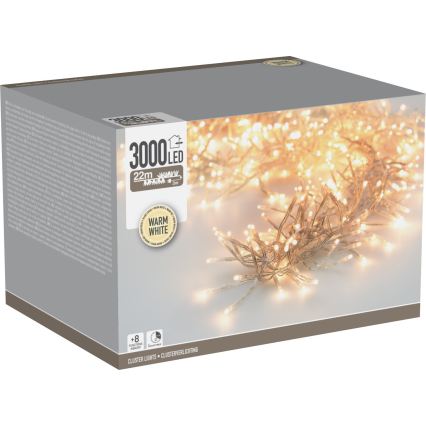 Ghirlandă LED de exterior pentru Crăciun 3000xLED/230V/8 funcții 24,8 m IP44 alb cald
