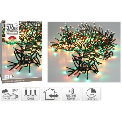Ghirlandă LED de exterior pentru Crăciun 576xLED/230V/8 funcții 7,2 m IP44 multicolor