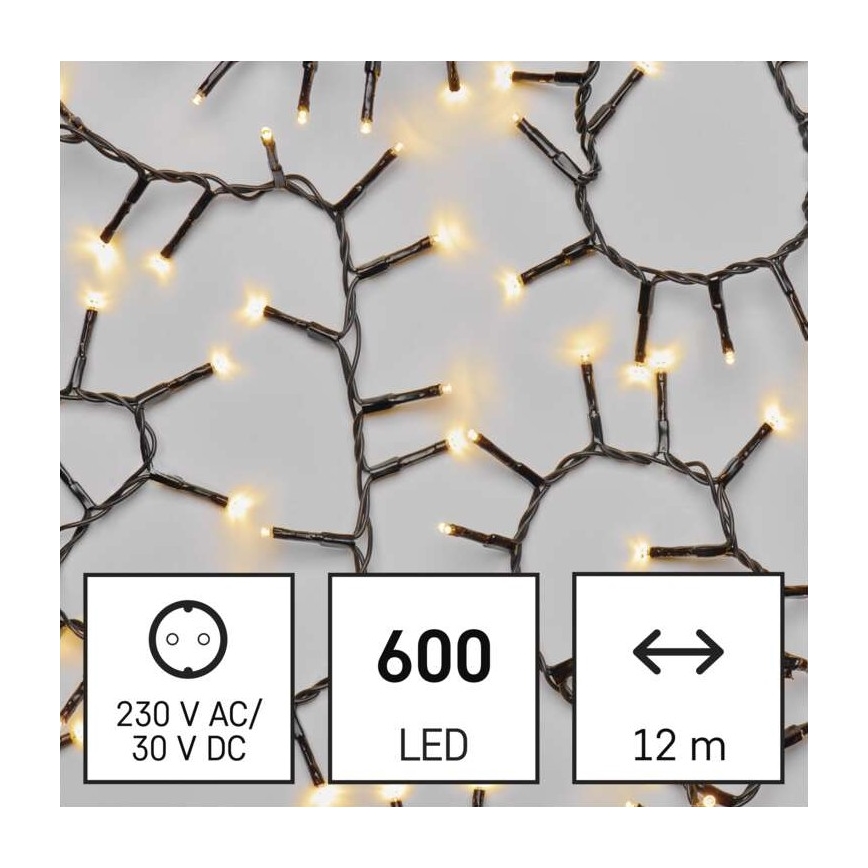 Ghirlandă LED de exterior pentru Crăciun 600xLED/17m IP44 alb cald
