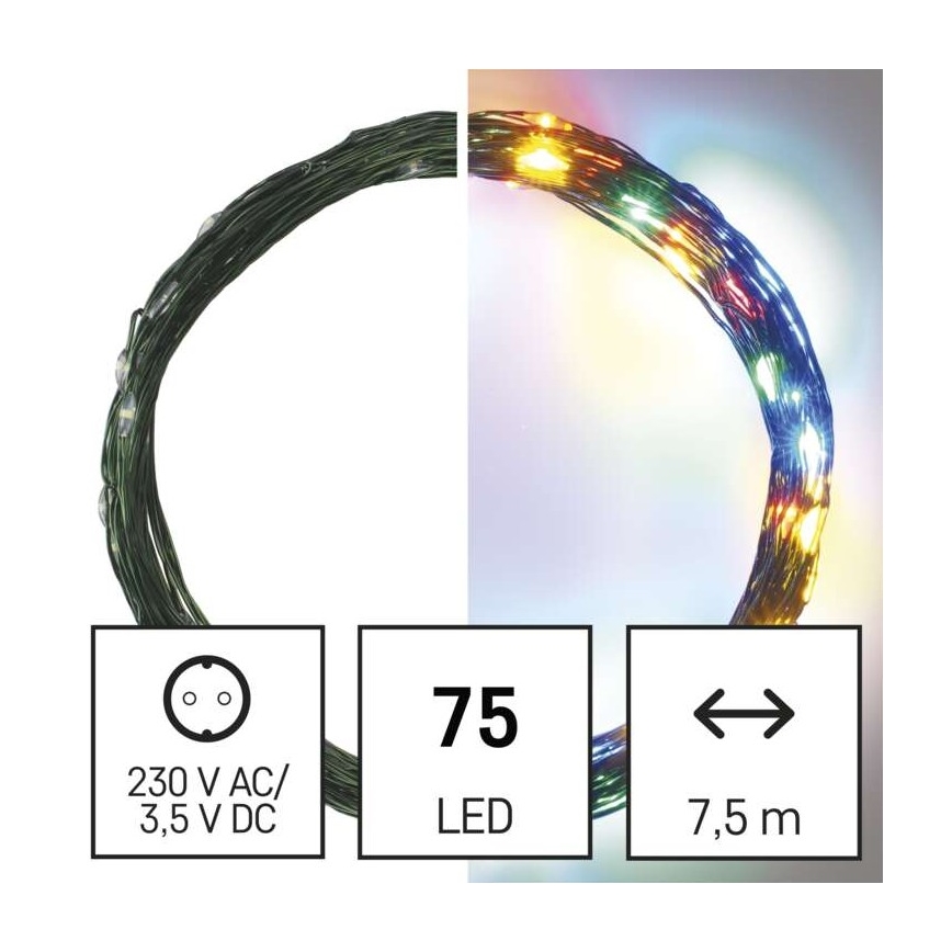 Ghirlandă LED de exterior pentru Crăciun 75 LED/12,5 m IP44 multicolor