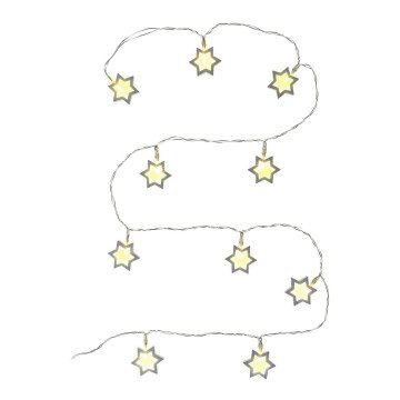 Ghirlandă LED decorativă, 10 LED, 1,8 m, alimentare 2x AA, alb cald