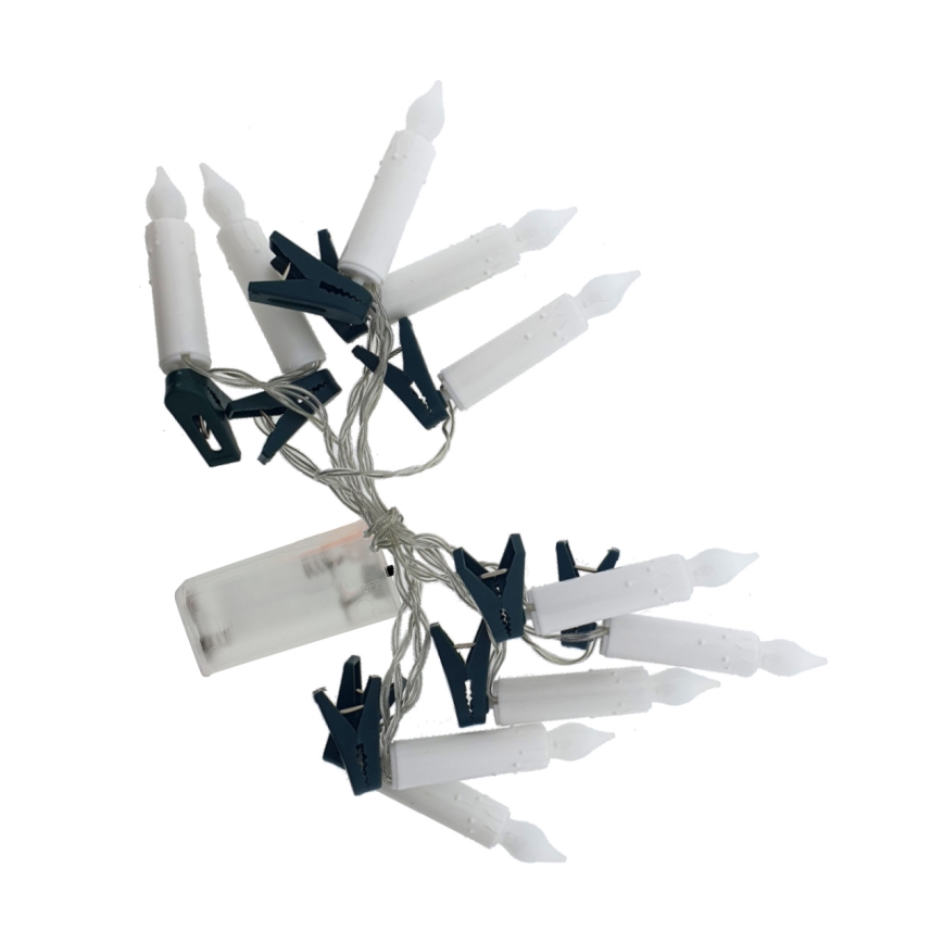 Ghirlandă LED decorativă de Crăciun 10xLED/2xAA 1,65 m, alb cald, cu becuri în formă de lumânare