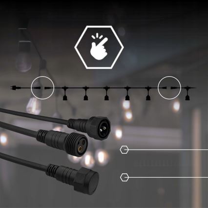 Ghirlandă LED decorativă pentru exterior, 10xE27/1W/230V, 10,94 m, IP44, negru