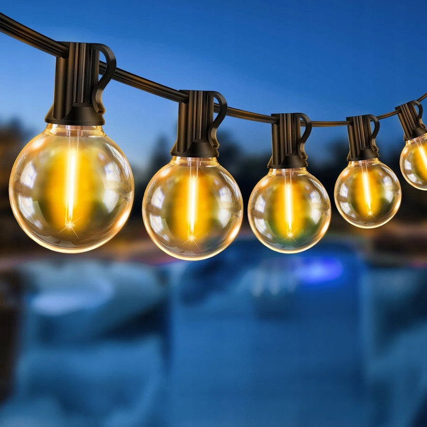 Ghirlandă LED decorativă pentru exterior, 20 x soclu E12, 1 W, 230 V, 20 m, IP65, neagră