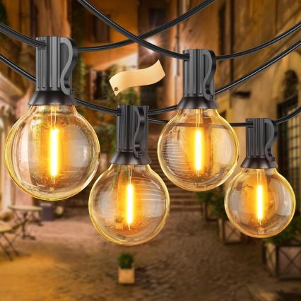Ghirlandă LED decorativă pentru exterior, 20 x soclu E12, 1 W, 230 V, 20 m, IP65, neagră