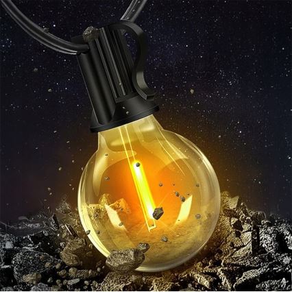 Ghirlandă LED decorativă pentru exterior, 20 x soclu E12, 1 W, 230 V, 20 m, IP65, neagră