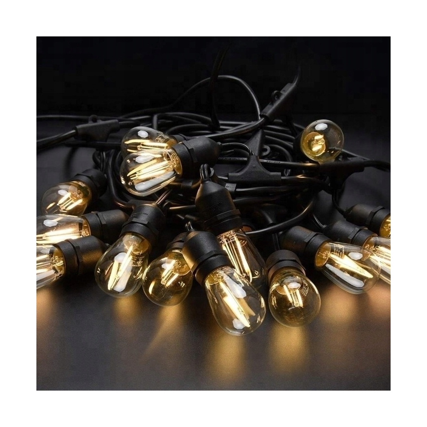 Ghirlandă LED decorativă pentru exterior 20xE27/1W/230V 20,94 m IP44 negru