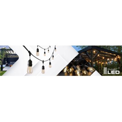 Ghirlandă LED decorativă pentru exterior 20xE27/1W/230V 20,94 m IP44 negru