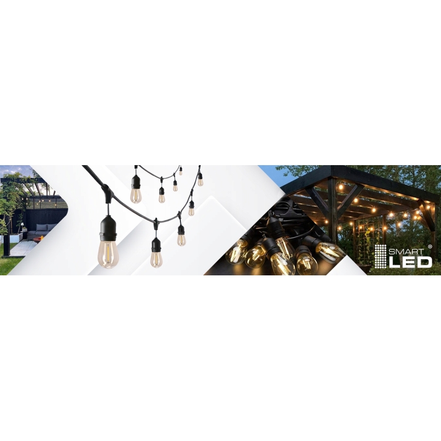 Ghirlandă LED decorativă pentru exterior 20xE27/1W/230V 20,94 m IP44 negru