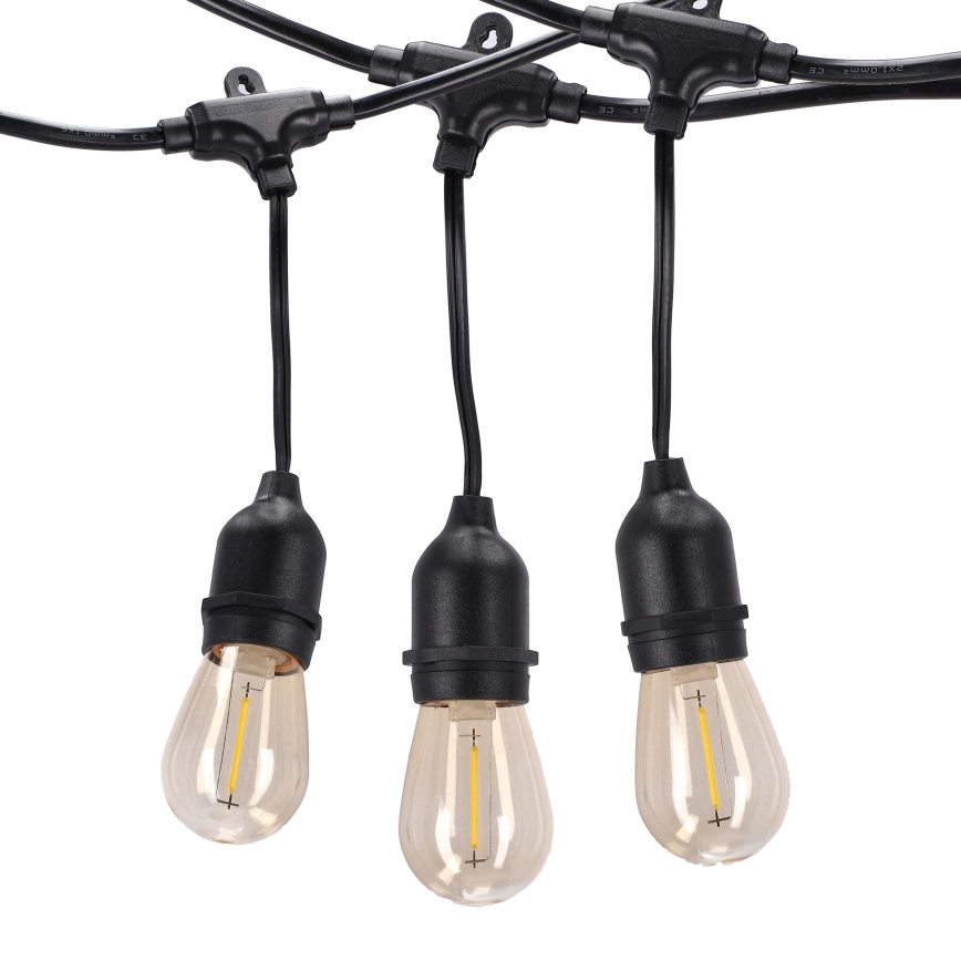 Ghirlandă LED decorativă pentru exterior 20xE27/1W/230V 20,94 m IP44 negru