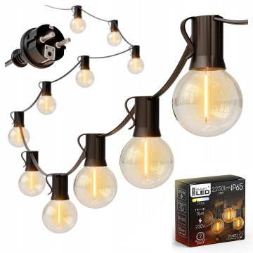 Ghirlandă LED decorativă pentru exterior, 25xE12/1W/230V, 17,5 m, IP65, negru