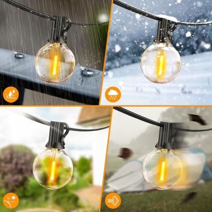 Ghirlandă LED decorativă pentru exterior, 25xE12/1W/230V, 17,5 m, IP65, negru