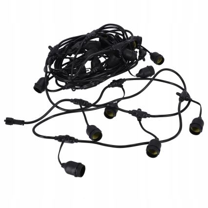Ghirlandă LED decorativă pentru exterior, 30x socluri E27, 1 W per bec, 230 V, 16,44 m, IP44, negru