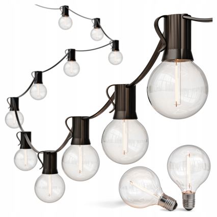 Ghirlandă LED decorativă pentru exterior 36xE12/1W/230V 22,35 m IP65 neagră
