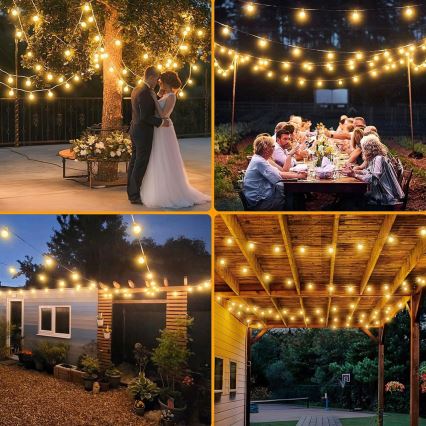 Ghirlandă LED decorativă reglabilă pentru exterior 25xE12/1W/24/230V 17,5 m IP65 neagră + telecomandă