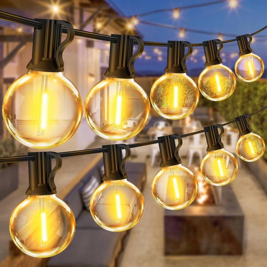 Ghirlandă LED decorativă reglabilă pentru exterior 25xE12/1W/24/230V 17,5 m IP65 neagră + telecomandă