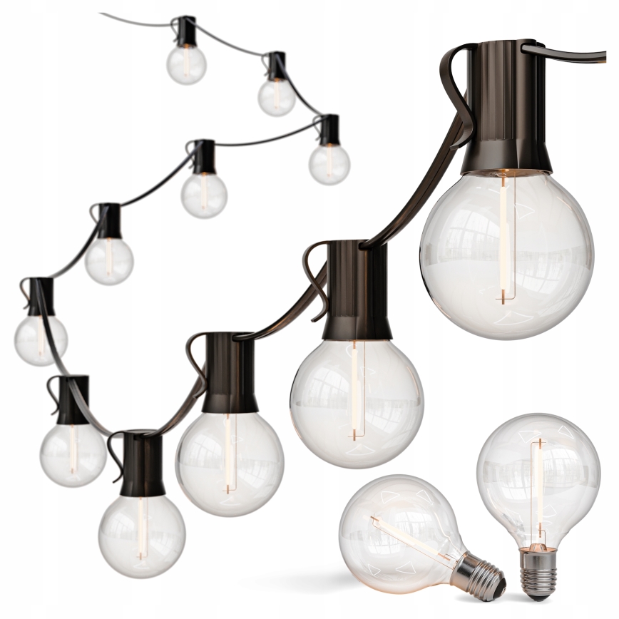 Ghirlandă LED decorativă reglabilă pentru exterior 25xE12/1W/24/230V 17,5 m IP65 neagră + telecomandă