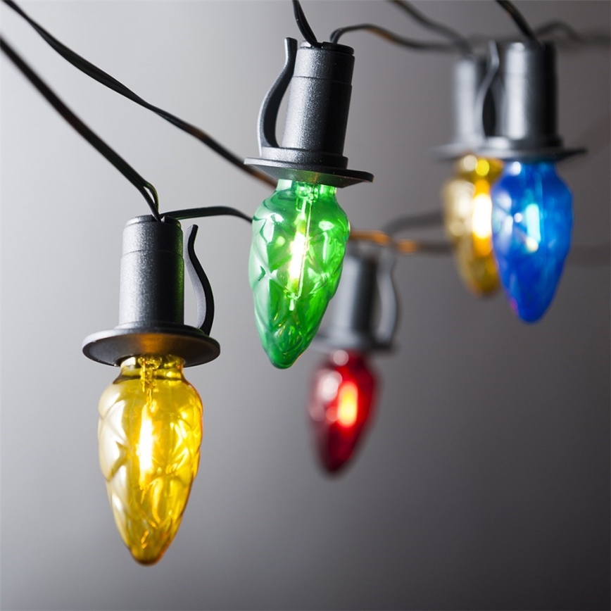 Ghirlandă LED de exterior extensibilă CONE FILAMENT 20xE10, 14m, multicolor/alb cald, IP44, Fabricat în UE