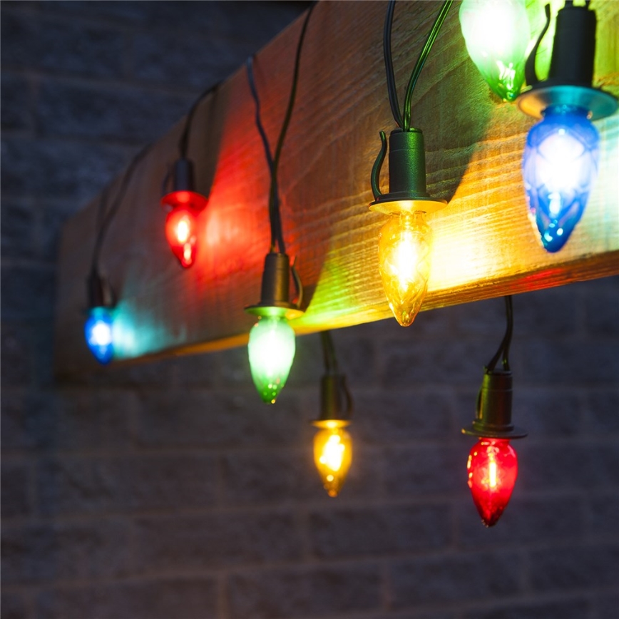 Ghirlandă LED de exterior extensibilă CONE FILAMENT 20xE10, 14m, multicolor/alb cald, IP44, Fabricat în UE