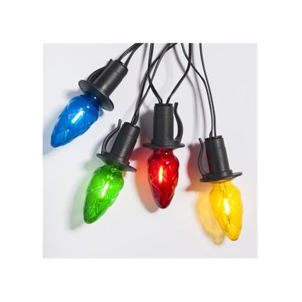 Ghirlandă LED de exterior extensibilă CONE FILAMENT 20xE10, 14m, multicolor/alb cald, IP44, Fabricat în UE