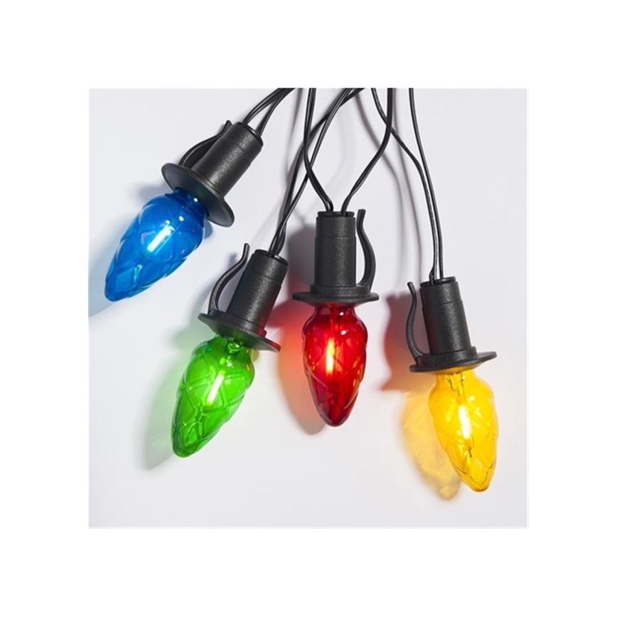 Ghirlandă LED de exterior extensibilă CONE FILAMENT 20xE10, 14m, multicolor/alb cald, IP44, Fabricat în UE