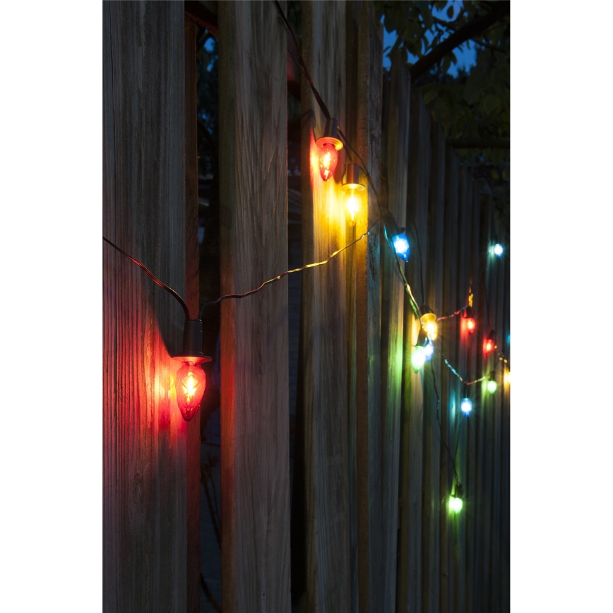 Ghirlandă LED de exterior extensibilă CONE FILAMENT 20xE10, 14m, multicolor/alb cald, IP44, Fabricat în UE