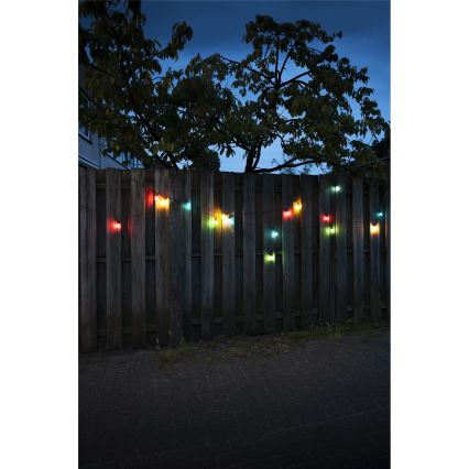 Ghirlandă LED de exterior extensibilă CONE FILAMENT 20xE10, 14m, multicolor/alb cald, IP44, Fabricat în UE