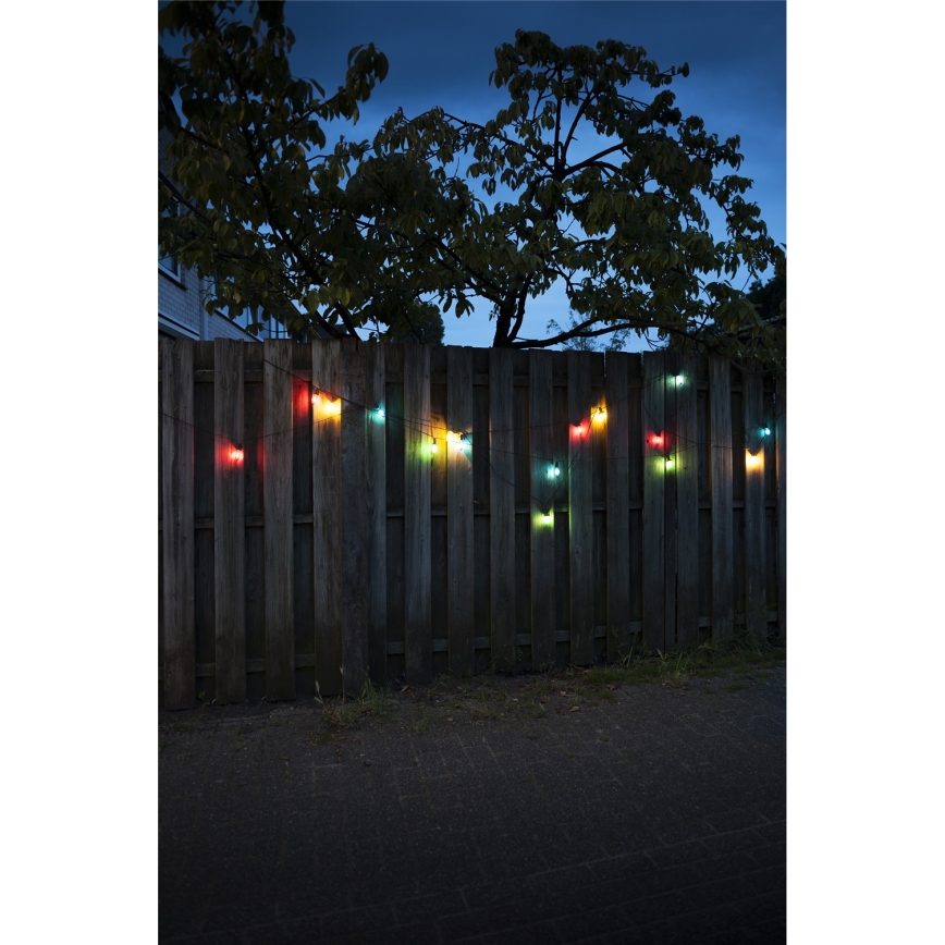 Ghirlandă LED de exterior extensibilă CONE FILAMENT 20xE10, 14m, multicolor/alb cald, IP44, Fabricat în UE