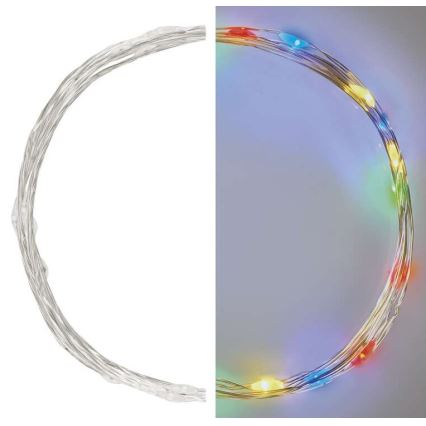 Ghirlandă LED multicoloră, 20 LED-uri, 2,4 m, 2x AA