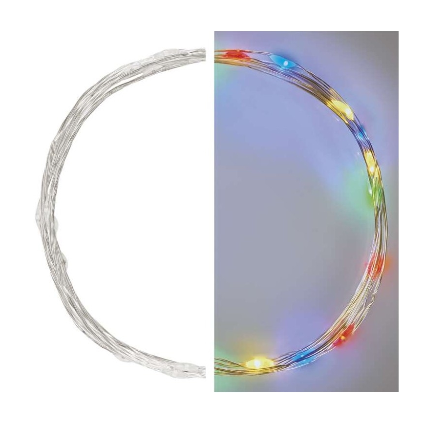 Ghirlandă LED multicoloră, 20 LED-uri, 2,4 m, 2x AA