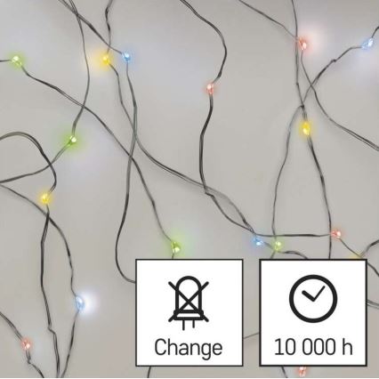 Ghirlandă LED multicoloră, 20 LED-uri, 2,4 m, 2x AA