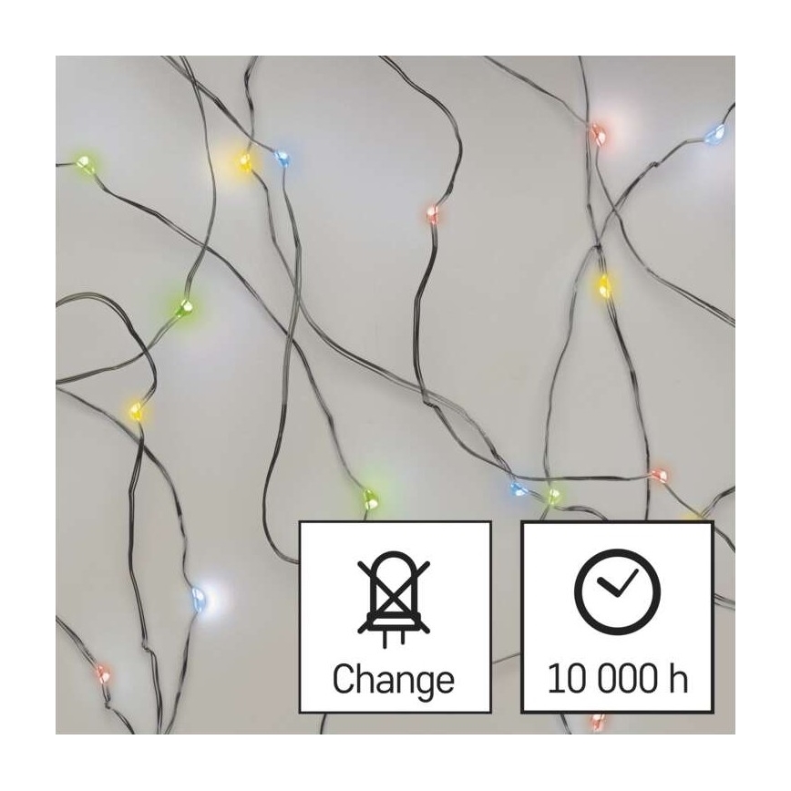 Ghirlandă LED multicoloră, 20 LED-uri, 2,4 m, 2x AA