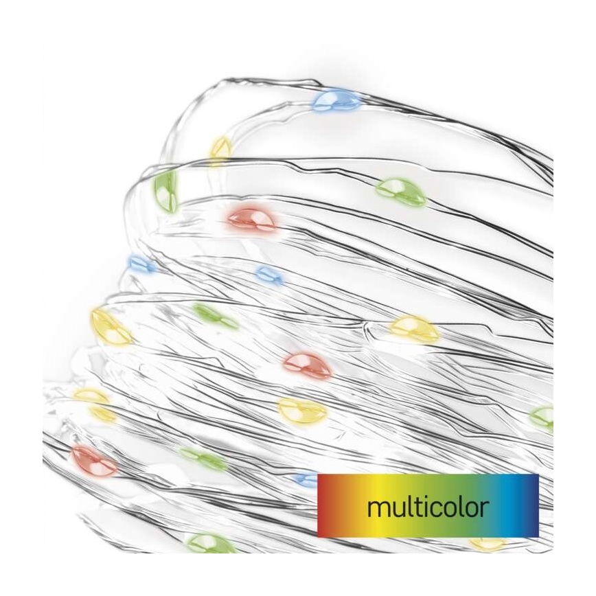 Ghirlandă LED multicoloră, 20 LED-uri, 2,4 m, 2x AA