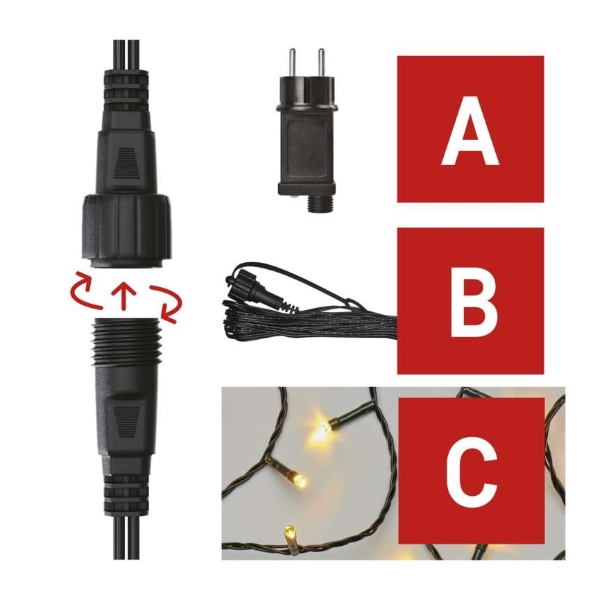 Ghirlandă LED pentru exterior 100 LED/15 m IP44 alb cald