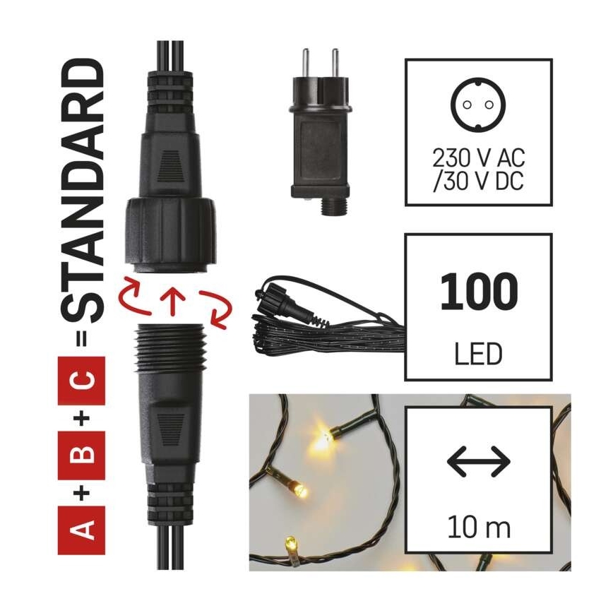 Ghirlandă LED pentru exterior 100 LED/15 m IP44 alb cald