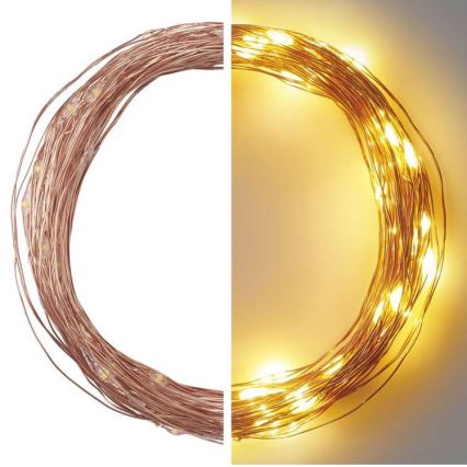 Ghirlandă LED pentru exterior 100 LED / 15 m, IP44, alb cald