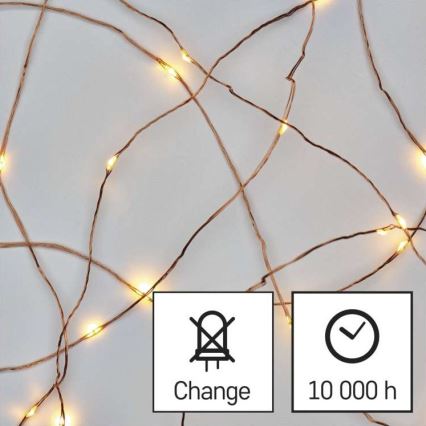 Ghirlandă LED pentru exterior 100 LED / 15 m, IP44, alb cald