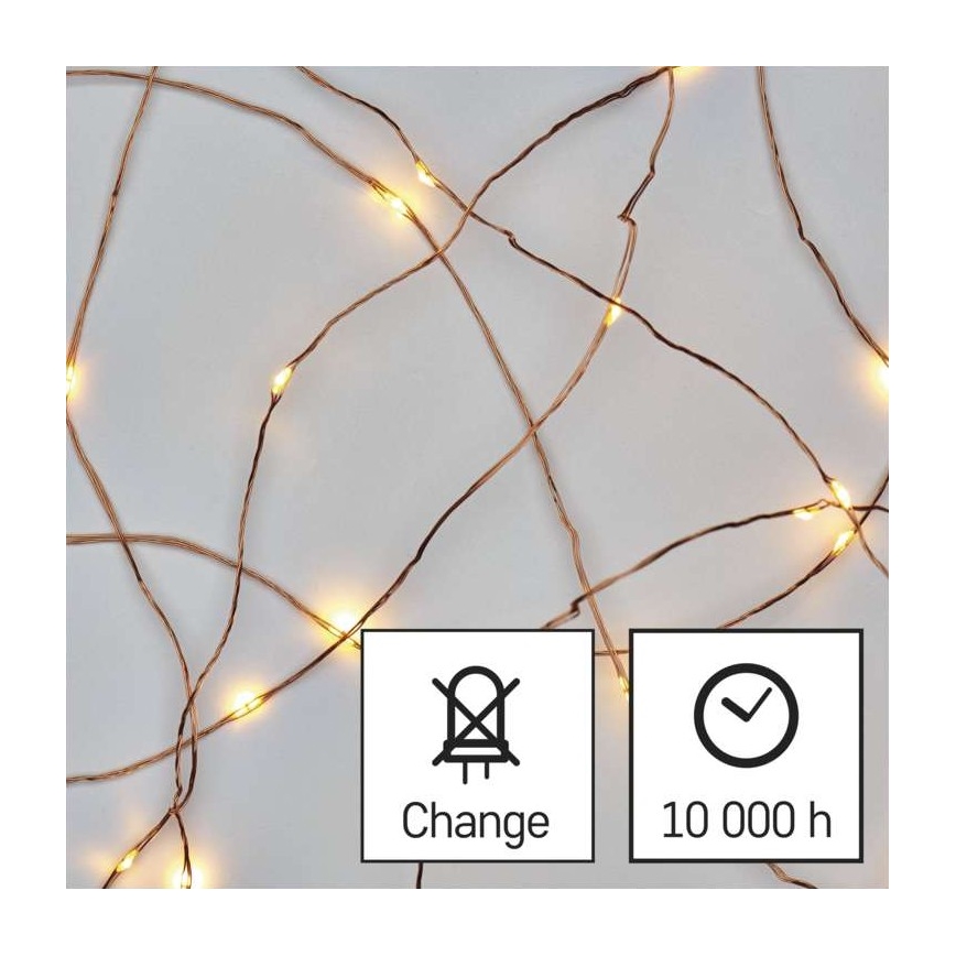 Ghirlandă LED pentru exterior 100 LED / 15 m, IP44, alb cald
