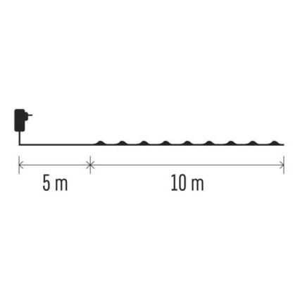 Ghirlandă LED pentru exterior 100 LED / 15 m, IP44, alb cald