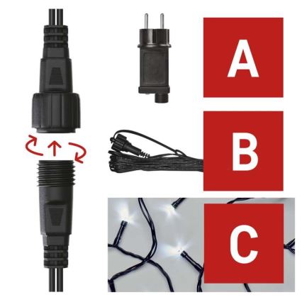 Ghirlandă LED pentru exterior, 100 LED/15 m, IP44, alb rece