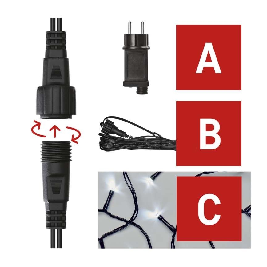 Ghirlandă LED pentru exterior, 100 LED/15 m, IP44, alb rece