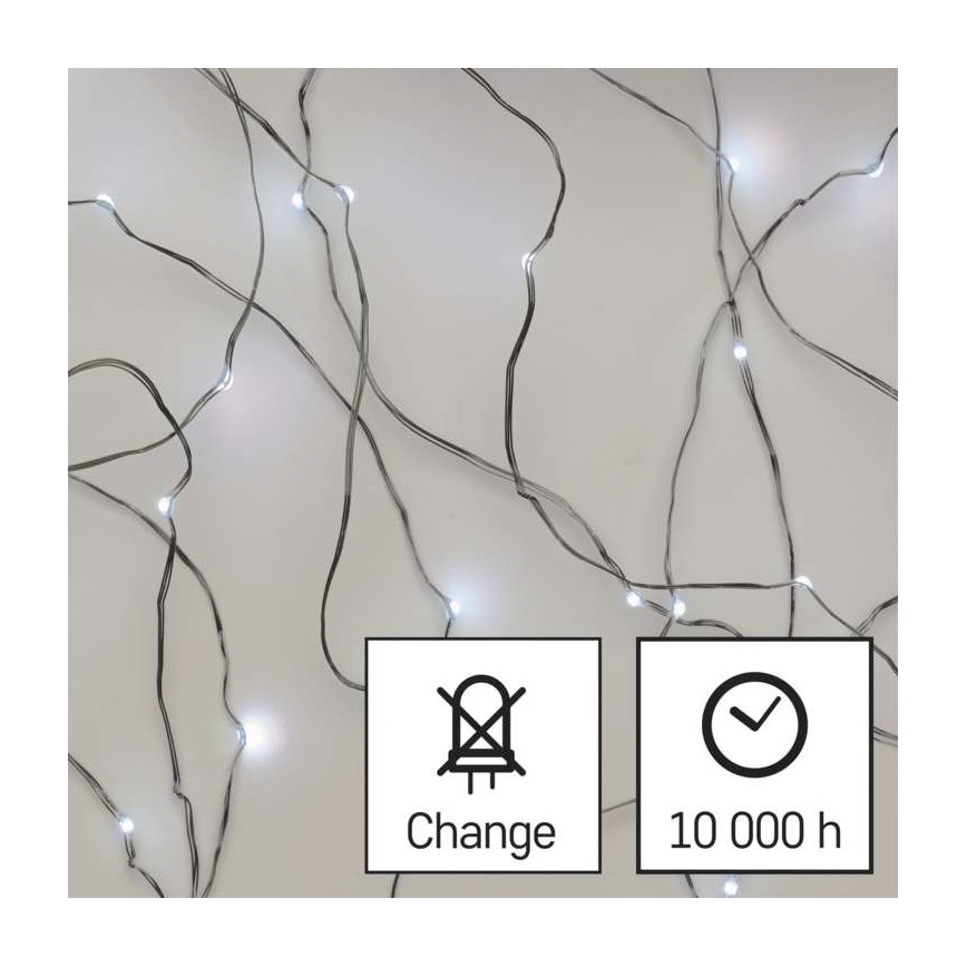 Ghirlandă LED pentru exterior, 100 LED / 15 m, IP44, alb rece
