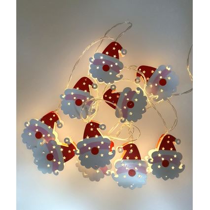 Ghirlandă LED pentru exterior 10xLED/2xAA, 1,65 m, IP44, alb cald, Santa