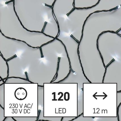 Ghirlandă LED pentru exterior, 120 LED-uri, 17 m, IP44, alb rece