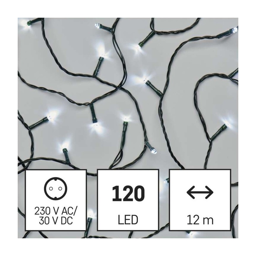 Ghirlandă LED pentru exterior, 120 LED-uri, 17 m, IP44, alb rece