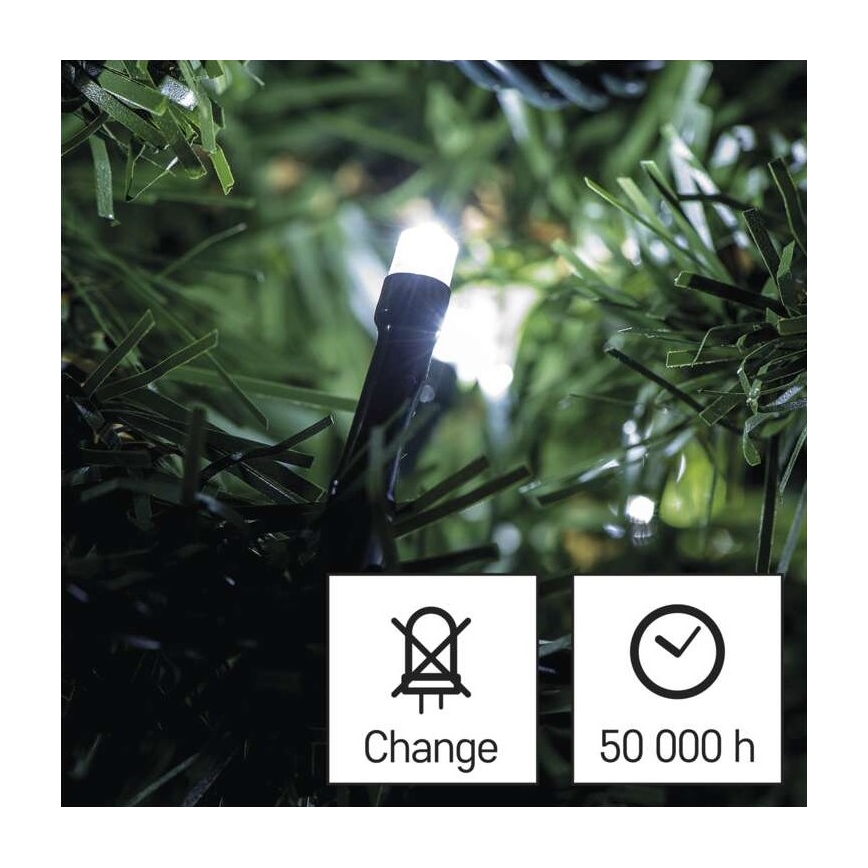 Ghirlandă LED pentru exterior, 120 LED-uri, 17 m, IP44, alb rece