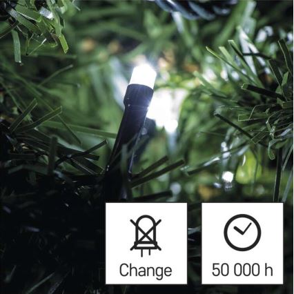 Ghirlandă LED pentru exterior, 180 LED, 8 moduri, 23 m, IP44, alb rece