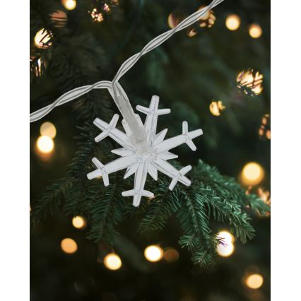 Ghirlandă LED pentru exterior 20xLED/2xAA, 2,2 m, IP44, alb cald, fulgi de zăpadă